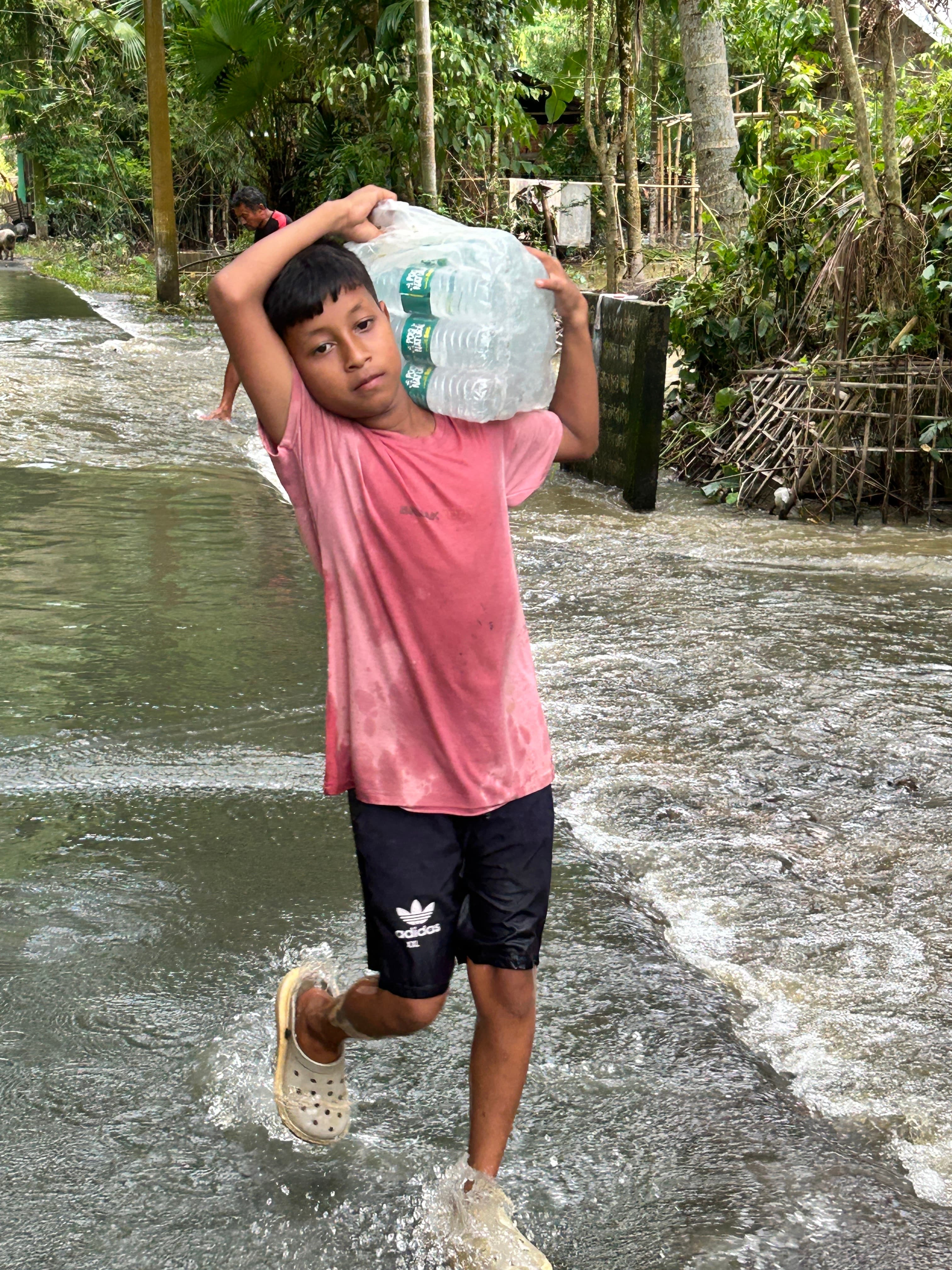 Youth volunteers deploying safe drinking water and relief supplies
